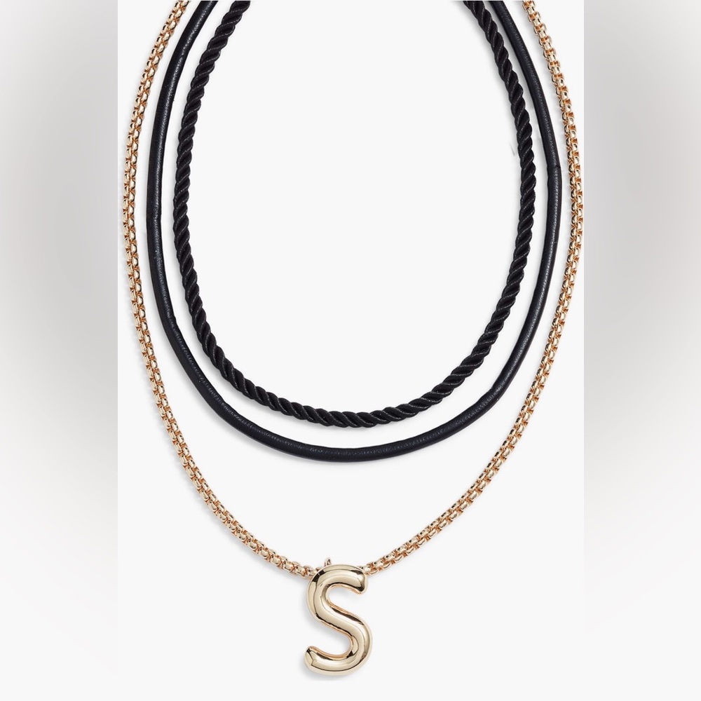 Open Edit Interchangeable Initial Pendant Necklaces - Letter S